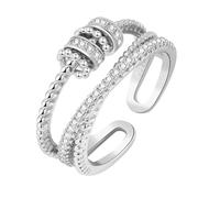 VilaGi Anxiety Ring for Women,Silver Fidget Ring for Anxiety Adjustable Spinner Rings with Beads Open Ring Stress Reliever Jewelry Christmas Birthday Gifts for Women Daughter Girls
