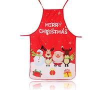VilaGi Christmas Apron, Christmas Aprons for Women Men, Santa Claus Xmas Apron for Women Adult Funny Cartoon Kitchen Aprons for Christmas Party Baking BBQ Home Cooking Dinner,Red Fancy Dress Aprons