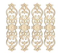 Vilanca 4 Pcs Decorative Wood Carved Appliques Onlays, 30 x 7 cm Unpainted Solid Wood Long Carving Decal for Furniture Cabinet Bed Wardrobe Closet DIY Decoration (12 * 3inch-4pack)