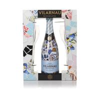 Vilarnau Organic Cava Brut Gift Set with 2x Glasses Sparkling Wine