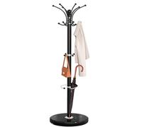 Vilaxing Coat Rack Freestanding with Marble Base, Heavy Duty Clothes Tree with Hooks and Umbrella Storage, Metal Hall Holder for Hanging Jacket, Hats, Scarf, Bag, Suitable for Entryway,Bedroom