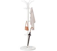 Vilaxing Coat Rack Freestanding with Marble Base, Heavy Duty Clothes Tree with Hooks and Umbrella Storage, Metal Hall Holder for Hanging Jacket, Hats, Scarf, Bag, Suitable for Entryway,Bedroom