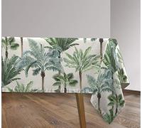Vilber, Rectangular Resin Fabric Tablecloth, Anti-Stain Treatment, Waterproof, Tropical Print, AZOR Green