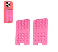 Vilbocr 2 in 1 Silicone Suction Cup Phone Holder & Wallet, Adhesive Mount, Non Slip, Compatible with iPhone, Samsung Galaxy, HTC, 1-4 Card Holder, Pink