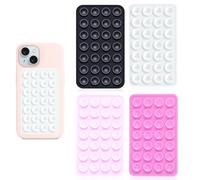 Vilbocr 2025 [4-Pack] Phone Suction Bag Holder with Adhesive Back - 28 Micro Vacuum Handles for Bathroom, Car Dashboard, Gym - Sticks on Tiles/Glass/Mirror (Black, White)