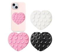 Vilbocr 4Pcs Silicone Suction Phone Case Adhesive Mount,2.75″ x2.75″Hands-Free,Strong Grip Holder for Selfies and Videos,Durable,Easy to Use,For All Phone (3 heart types)