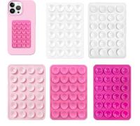 Vilbocr 5PCS Strong Grip Phone Suction Mount - Sticky Silicone Holder for Hands-Free Videos, Perfect for Bathroom Singing & Gym Workouts - Works on Tiles, Glass & Smooth Walls (Pink white)
