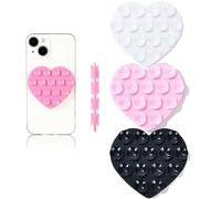 Vilbocr Double-sided Heart Phone Mount 3 Pack | Ultra-Strong Suction Hands-Free Holder for Car, Desk, Tiles | Secure Stand for Selfies, Videos, GPS & Streaming on All Smartphones