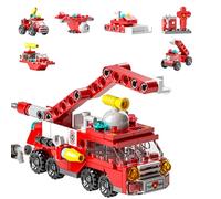 Vilbocr Emergency Vehicles Age 4+ Toy Set Boy Building Block Model Kit Rescue Truck Toy Stacking Toy Fire Rescue Construction Truck Toy Building Kit Toys