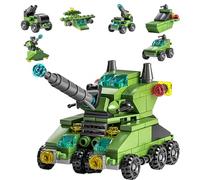 Vilbocr Military Building Blocks Set - Army Tank Vehicle Toy with 7 in 1 Transformable Models, STEM Construction Kit for Kids Ages 6-12, Combat Play & Collector’s Display