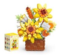 Vilbocr Mini Flower Bouquet Building Sets,Creative DIY Tiny Plants Succulent Toys Flower Bonsai Building Unique Decoration Home,for Girls Boys Adults Kids Ages Birthday Gift (Sunflower)