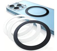 Vilbocr Silicone Magnetic Suction Ring 4 Pack - Silicone-Wrapped Metal Ring, Strong Adhesive, 0.4mm Thin, Wireless Charging for Car Mount/Holder - for iPhone 17-12, Samsung, Android (2 Black+2 White)