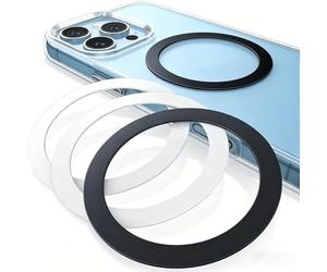 Vilbocr Silicone Magnetic Suction Ring 4 Pack - Silicone-Wrapped Metal Ring, Strong Adhesive, 0.4mm Thin, Wireless Charging for Car Mount/Holder - for iPhone 17-12, Samsung, Android (2 Black+2 White)