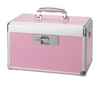 Vilcjson Locking Medicine Box - Childproof Medication Lock Box, 13.4''x7.6''x8.2'' First Aid Key Safe Box, Layered Storage Box with Key, Lockbox for Health Care Drugs Use, Pink