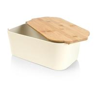 Vilde Bread Bin with Wooden Board Bread Basket Bin Cream