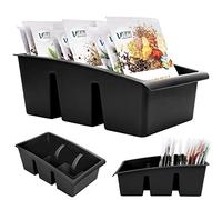 Vilde Kitchen Organiser, Storage Box for Spices, Bag Soups, Spice Sorter with 3 Compartments, Black, 25 x 15 x 9 cm, Made in the EU