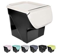 Vilde Storage Container, Storage Box, Food Storage Container for Vegetables, Fruits, Onions, Potatoes, Garlic, with Flap, Food-Safe, 13 L, Made in the EU (Black/Ash Colour)