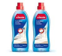 Vileda 1-2 Spray Active Cleaner, Diluted Cleaning Liquid for 1-2 Spray Mop, Pack of 2 750ml, Streak Free Cleaning Solution for Floors, Fresh Scent