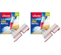 Vileda 1-2 Spray Max Refill - Double-Sided Cleaning for Wet & Dry Use - Fits 1-2 Spray Max - Authentic Vileda Mop Head Replacement - Machine Washable (Pack of 2)