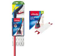 Vileda 1-2 Spray Mop, Microfibre Flat Floor Spray Mop with Extra Head Replacement, Set of 1x Mop and 1x Refill
