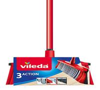 Vileda 3Action Indoor Broom with 3 Different Bristles, Red - Grey, 28 x 14 x 4 Cm