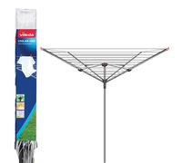 Vileda 4 Arm Rotary Dryer, Outdoor Clothes Airer with 45m washing Line, Silver
