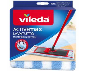 Vileda ActiveMax Lavatutto Flat Mop Refill Microfibre & Cotton | Fast Drying Absorbent Floor Cleaning Pad | Replacement Mop Head for Tiles Laminate Vinyl Wood & Hard Floors