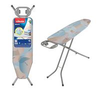 Vileda Bravo Ironing Board, 120x38 cm Surface, 75-96 cm Adjustable Height | 100% Cotton Cover, 8mm Foam Padding, Smooth Gliding, Extra-Wide Legs, Foldable, Integrated Iron Rest, Non-slip feet
