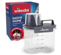 Vileda Detergent Storage Box 1100 ml with Measuring Cup - Airtight Washing Powder Container - Space-Saving Laundry Detergent Dispenser for Powder and Liquid - Moisture-Proof Lid, Grey