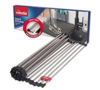 Vileda Draining Rack Sink 45 x 40 cm Stainless Steel & TPE - 24 Rails Rollable - Ideal as a Rack for Tableware and Sink Cover - Foldable Dish Drainer