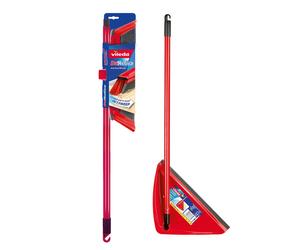 Vileda DuActiva Anti Dust Broom Plus Long Handled Dustpan, Red/Black