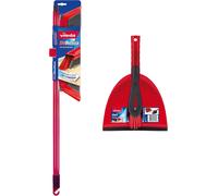 Vileda Duactiva Broom & Dustpan Set Anti-Dust Red/Black W/ Telescopic Handle