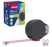 Vileda Dual Cordomatic Retractable Washing line 30m | 2x 15m clothes line holds up to 30kg | Extendable Clothes Line | Automatic retraction | Strong and durable | Wall Mounted for Indoor & Outdoor Use
