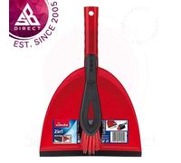 Vileda Dustpan & Hand Brush Set│Easy Floor Cleaning & Use│Durable Plastic│Red