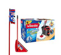 Vileda Easy Wring and Clean Microfibre Mop and Bucket with Power Spin Wringer with 3 Action Broom Plus Long Handled Dustpan