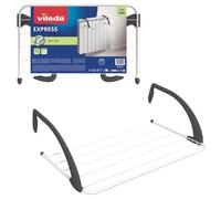 Vileda Express Over Door Radiator Clothes Airer, Adjustable Arms, 6 Bars | 3m Drying Space, Ideal for Over Radiator or Banisters, Clothes Airer, Ideal for Socks & Underwear, Foldable, Stainless Steel