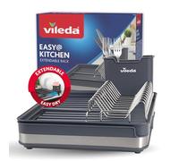 Vileda Extendable Dish Drainer Rack | Space-Saving Sink Drainer Rack with Cutlery Holder | Extendable Dish Dryer, Rustproof & Durable - Perfect for Plates, Glasses Cutlery and Utensils