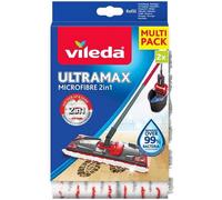 Vileda Flat Mop Refill, Microfibre, White/Red, 1 Count (Pack of 1)