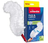 VILEDA FLEX & CATCH Duvet/Duster Tool with 2 Refills, 360° Dust Removal, Short Fixed Handle, Soft Microfiber Duvet, Catches Up to 3 Times More Dust