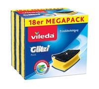 Vileda Glitzi Plus Lot de 18 éponges vaisselle ultra-absorbantes, avec effet antibactérien
