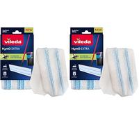 Vileda H2PrO Flat Mop Refill - Microfibre power - Stubborn dirt removal - Easy attachment to frame - Machine washable - Durable mop pad for all hard floors (Pack of 2)