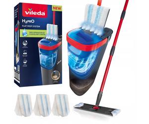 Vileda H2Pro Flat Mop System with Dual Tank Bucket 360° Head + 3 Microfiber Pads