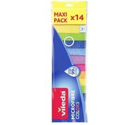 Vileda Microfibre Multi-Purpose Cloths Colours, Cleaning Cloths for Dry and Wet Use, 100% Microfibre Material, 30 x 30 cm, Multicoloured, Maxi Pack, Pack of 14