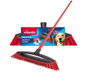 Vileda Pet Pro Always Clean Broom - Rubber broom perfect for removing pet hair, Attracts and collects dirt and pet hair, Safe and effective for all