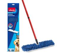 Vileda Pet Pro Flip Mop - Double Sided Microfibre Mop Head, Wet & Dry Clean | Picks up to three times more pet hair, Flip feature for 2-in-1 cleaning, Machine Washable Head, Ideal for Sealed Hard Floors