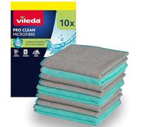Vileda Pro Clean Microfibre Cloths with Active Enzymes, Pack of 10 | 100% microfibre, 34 x 30 cm, machine washable, turquoise blue, with natural enzymes, for kitchen and bathroom
