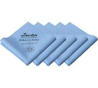 Vileda Professional Microfibre Cleaning Cloths, PURmicro Active, Glass Cloths, Streak-Free Multipurpose Polishing Cloths, Pack of 5, 38x35cm, Blue