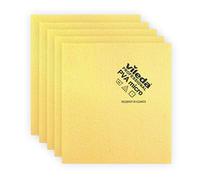 Vileda Professional PVA Microfiber Cloth All Purpose Cleaning Shammy Shiny Streak Free Results Synthetic Chamois Towel Ideal for Hard Surfaces Smooth & Absorbent Materials 5 Pack (Yellow)