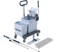Vileda Professional UltraSpeed Pro Double Bucket Cleaning System, 25L/8L Trolley with Telescopic Handle