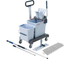 Vileda Professional UltraSpeed Pro Double Bucket Cleaning System, 25L/8L Trolley with Telescopic Handle